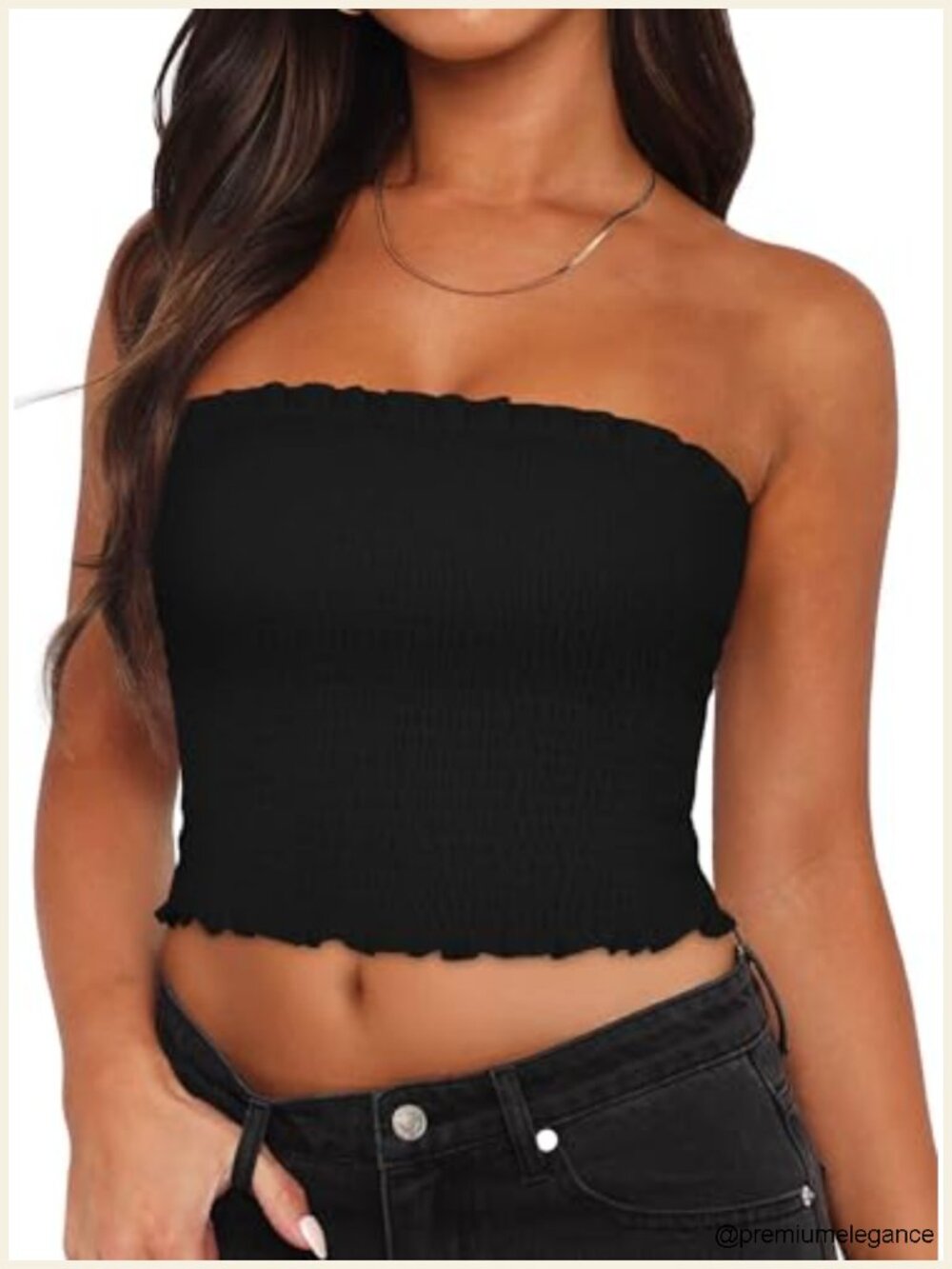 Women's Strapless Ruffle Crop Tube Top Sleeveless Summer Casual Tank